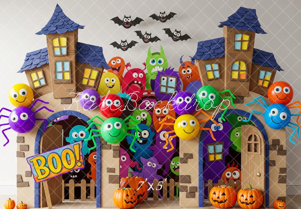 Kate Halloween Schloss Bunte Monster Hintergrund Entworfen von Patty Roberts