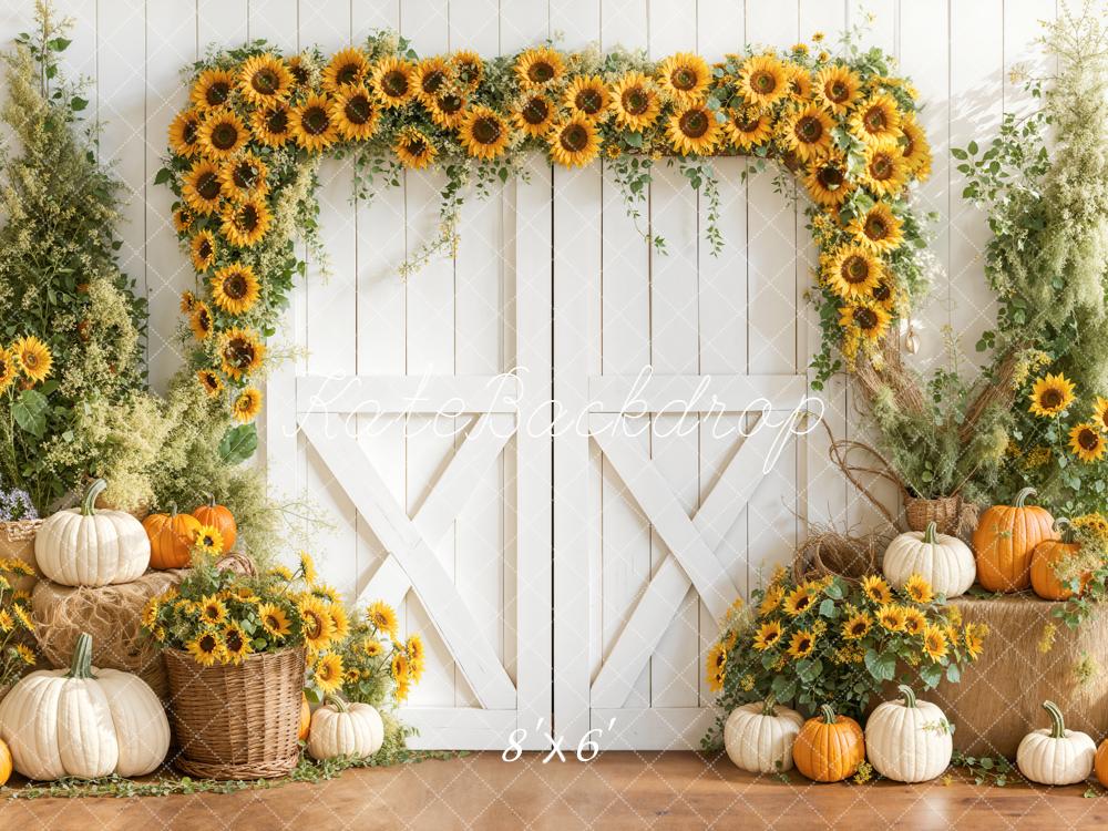 Kate Herbst Sonnenblumen Kürbis Rustic Hintergrund Entworfen von Emetselch - Kate Backdrop.de