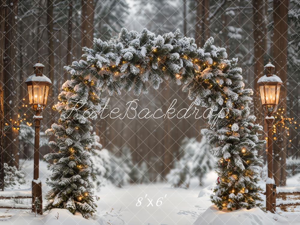 Kate Winter Blumenbogen Laternen Wald Fleece Hintergrund Entworfen von Emetselch - Kate Backdrop.de