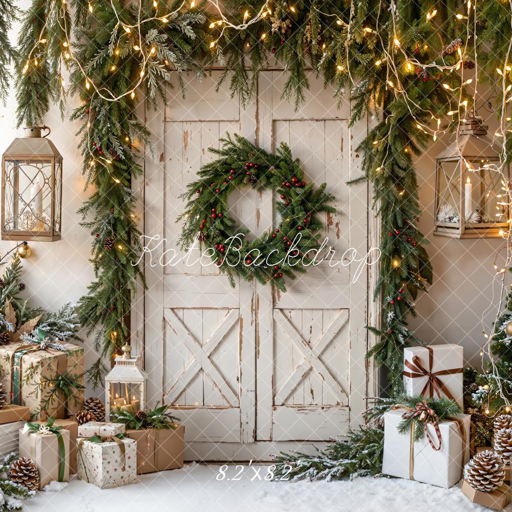 Kate Weihnachten Tür Geschenke Rustikal Hintergrund Entworfen von Emetselch - Kate Backdrop.de