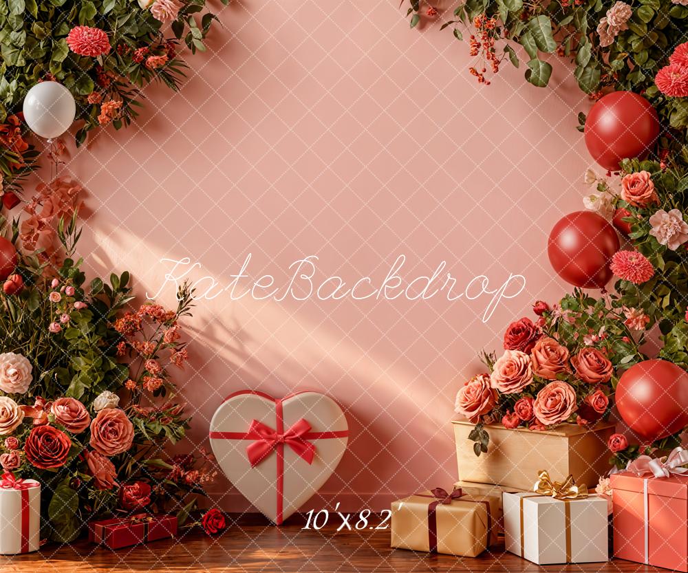 Kate Valentinstag Blumen Ballons Geschenke Fleece Hintergrund Entworfen von Emetselch