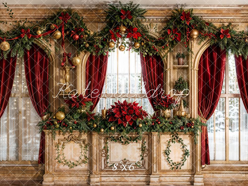Kate Weihnachten Luxus Girlanden Rot Gold Hintergrund Entworfen von Emetselch
