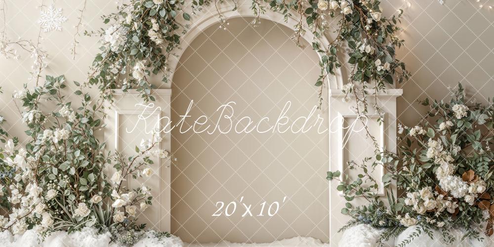 Kate Weihnachten Floraler Bogen Weiß Hintergrund Entworfen von Emetselch - Kate Backdrop.de