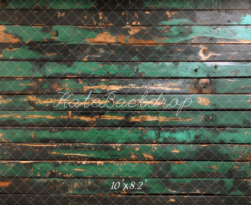 Kate Holz Bretter Grün Vintage Hintergrund Entworfen von Mini MakeBelieve