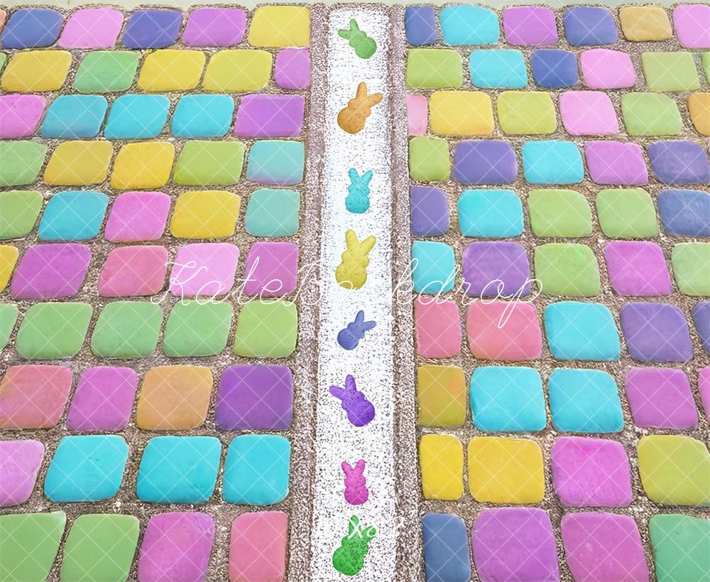 Kate Ostern Bunte Pflastersteine Hasen Pastell Hintergrund Entworfen von Mini MakeBelieve