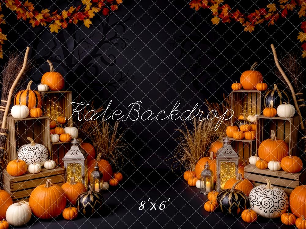 Kate Herbst Kürbis Laternen Vintage Hintergrund Entworfen von Patty Roberts - Kate Backdrop.de