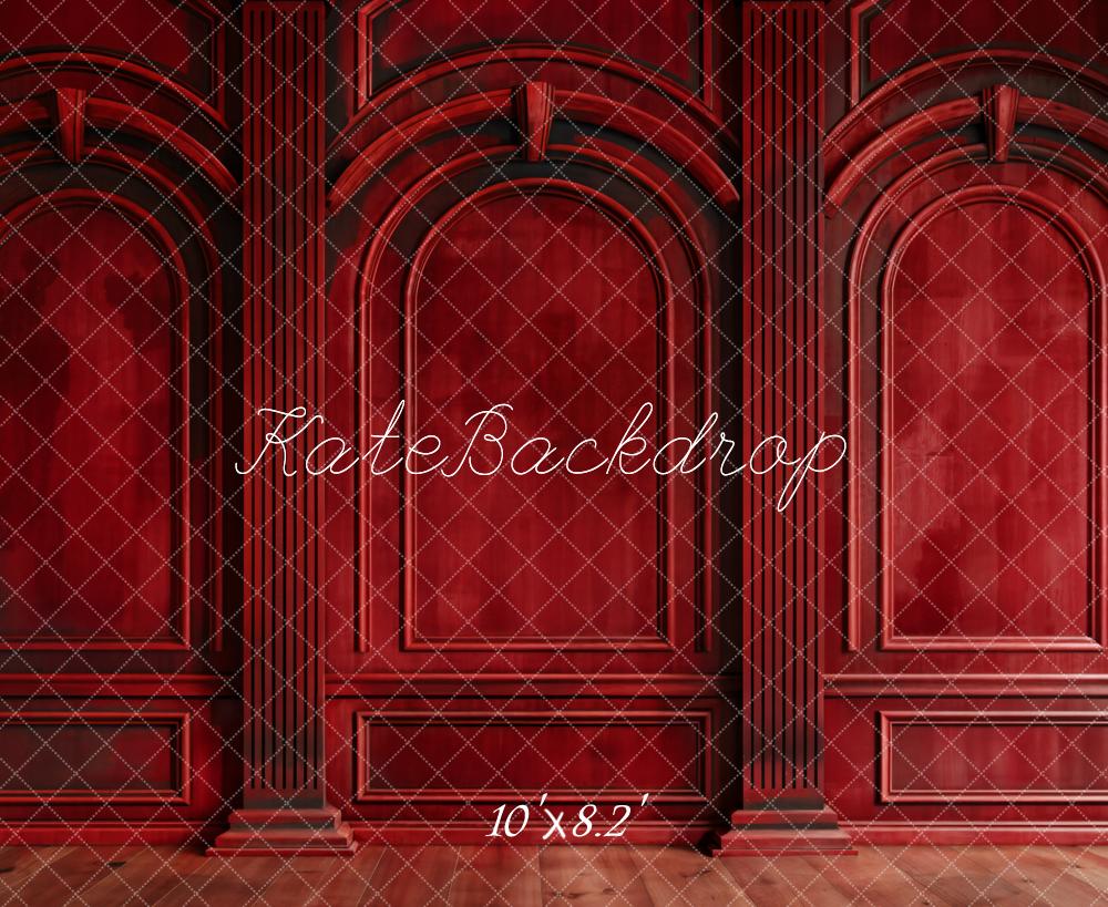 Kate Vintage Rote Wand Bogen Hintergrund Entworfen von Chain - Kate Backdrop.de