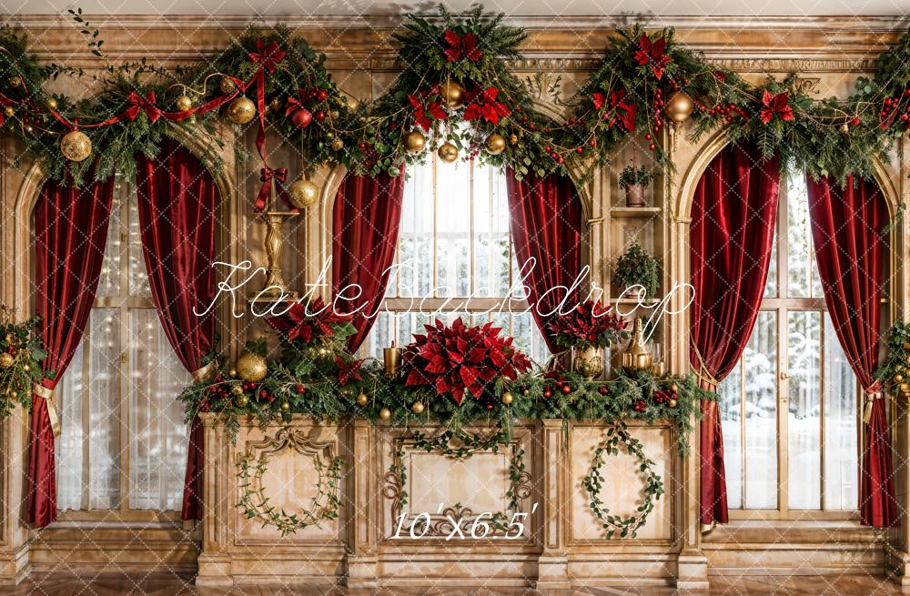 Kate Weihnachten Luxus Girlanden Rot Gold Hintergrund Entworfen von Emetselch
