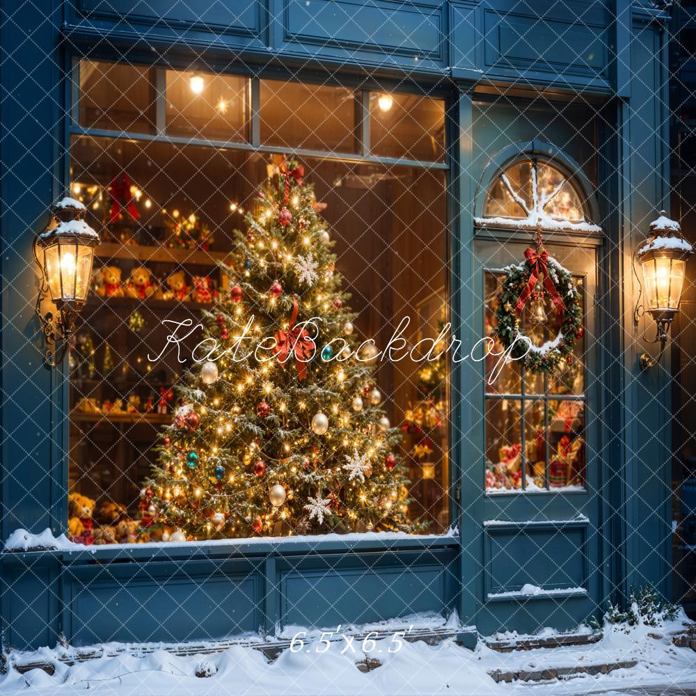 Kate Weihnachten Weihnachtsbaum Schaufenster Blau Hintergrund Entworfen von Chain - Kate Backdrop.de