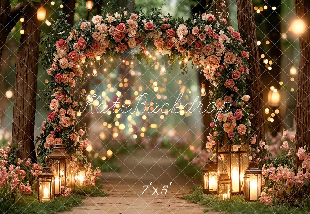 Kate Hochzeit Blumenbogen Lichter Romantisch Hintergrund Entworfen von Emetselch