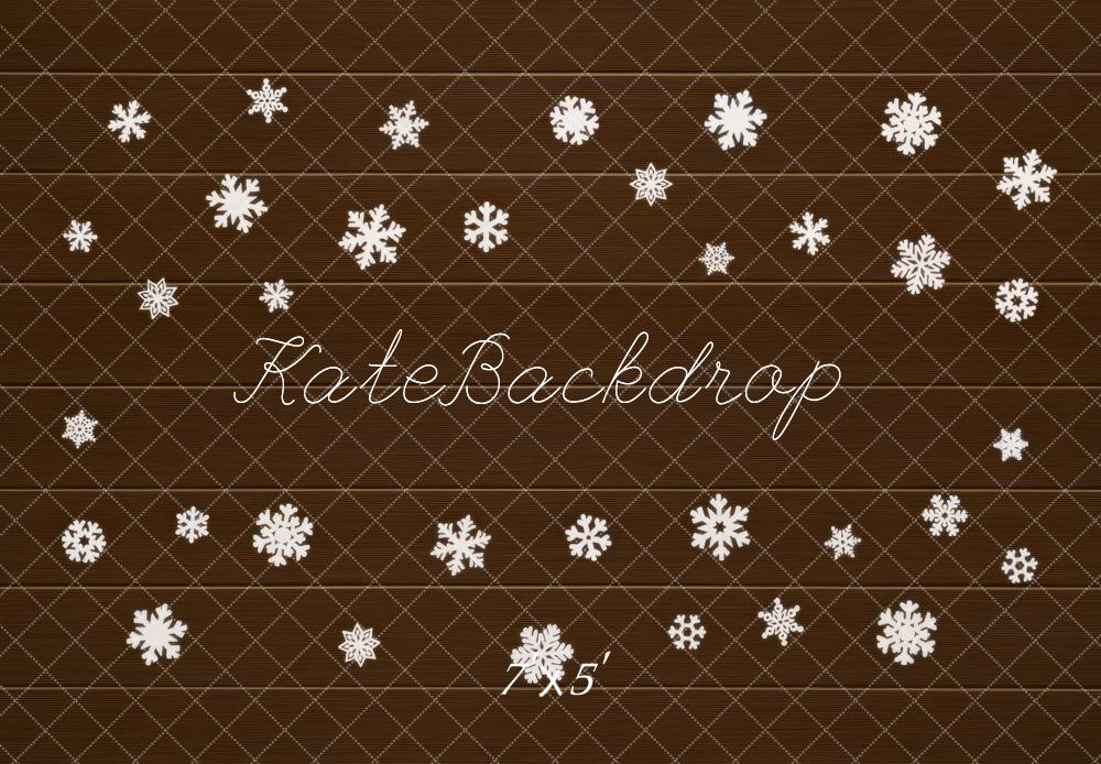 Kate Weihnachten Schneeflocken Braun Hintergrund Entworfen von Mini MakeBelieve