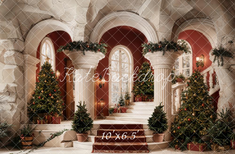 Kate Weihnachten Treppe Weihnachtsbäume Klassisch Hintergrund Entworfen von Emetselch - Kate Backdrop.de