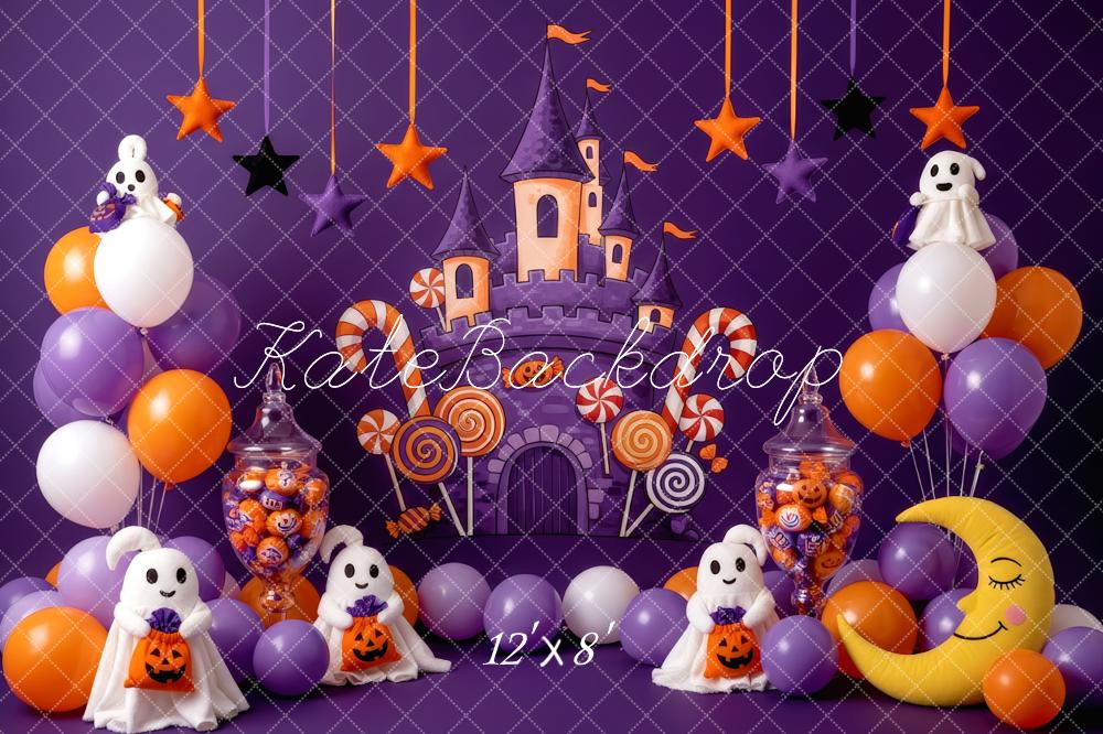 Kate Halloween Schloss Geister Lila Hintergrund Entworfen von Patty Roberts - Kate Backdrop.de