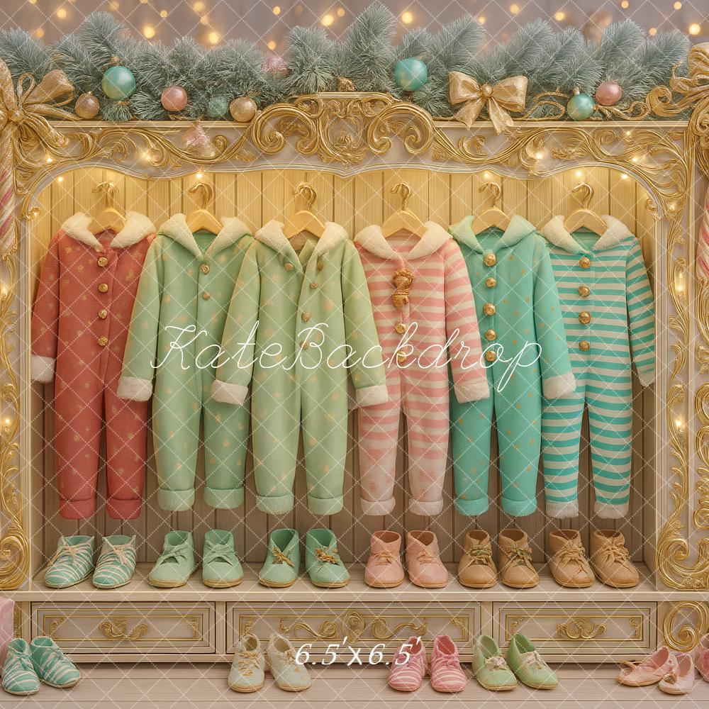 Kate Weihnachten Kinder Pyjamas Pastell Hintergrund Entworfen von Ashley Paul - Kate Backdrop.de