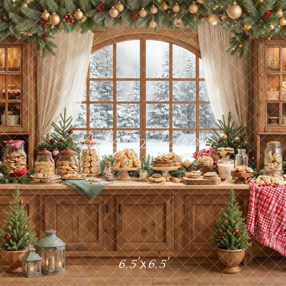 Kate Weihnachten Keksbuffet Fenster Rustikal Hintergrund Entworfen von Emetselch - Kate Backdrop.de