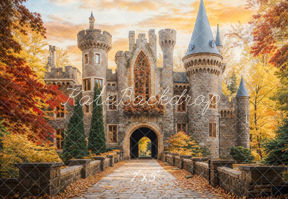Kate Märchenschloss Herbstlaub Steinweg Hintergrund Entworfen von Chain - Kate Backdrop.de