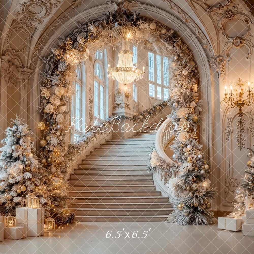 Kate Weihnachten Treppe Geschenke Elegant Hintergrund Entworfen von Emetselch - Kate Backdrop.de