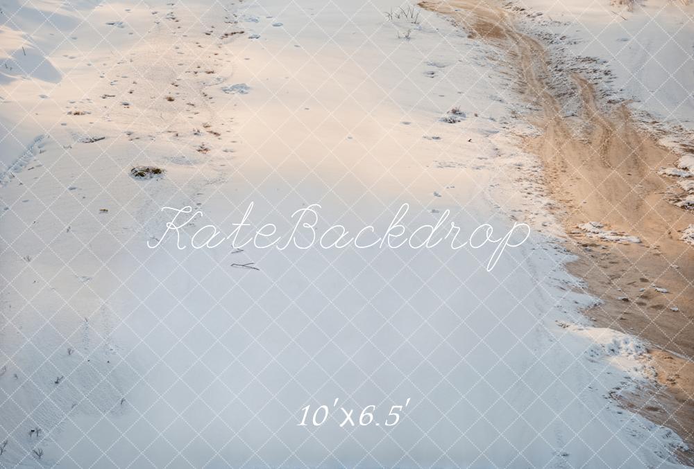 Kate Winter Schneebedeckter Weg Natur Fleece Hintergrund Entworfen von Kate Image - Kate Backdrop.de