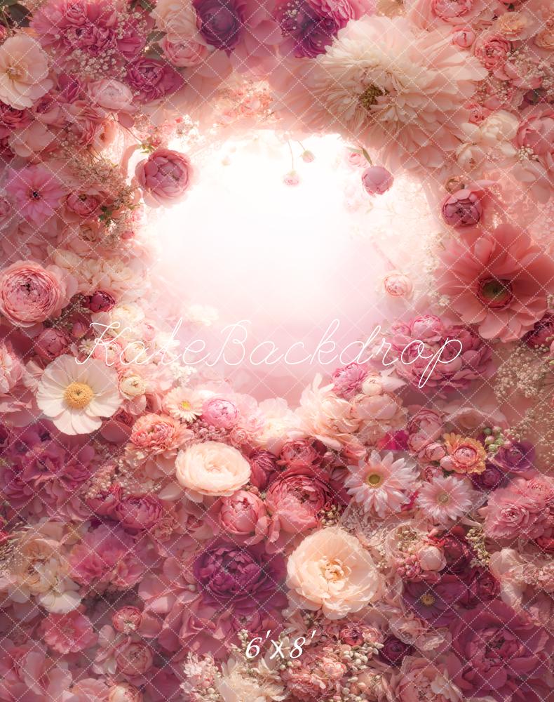 Kate Blumen Kranz Rosa Romantisch Fleece Hintergrund Entworfen von Emetselch - Kate Backdrop.de