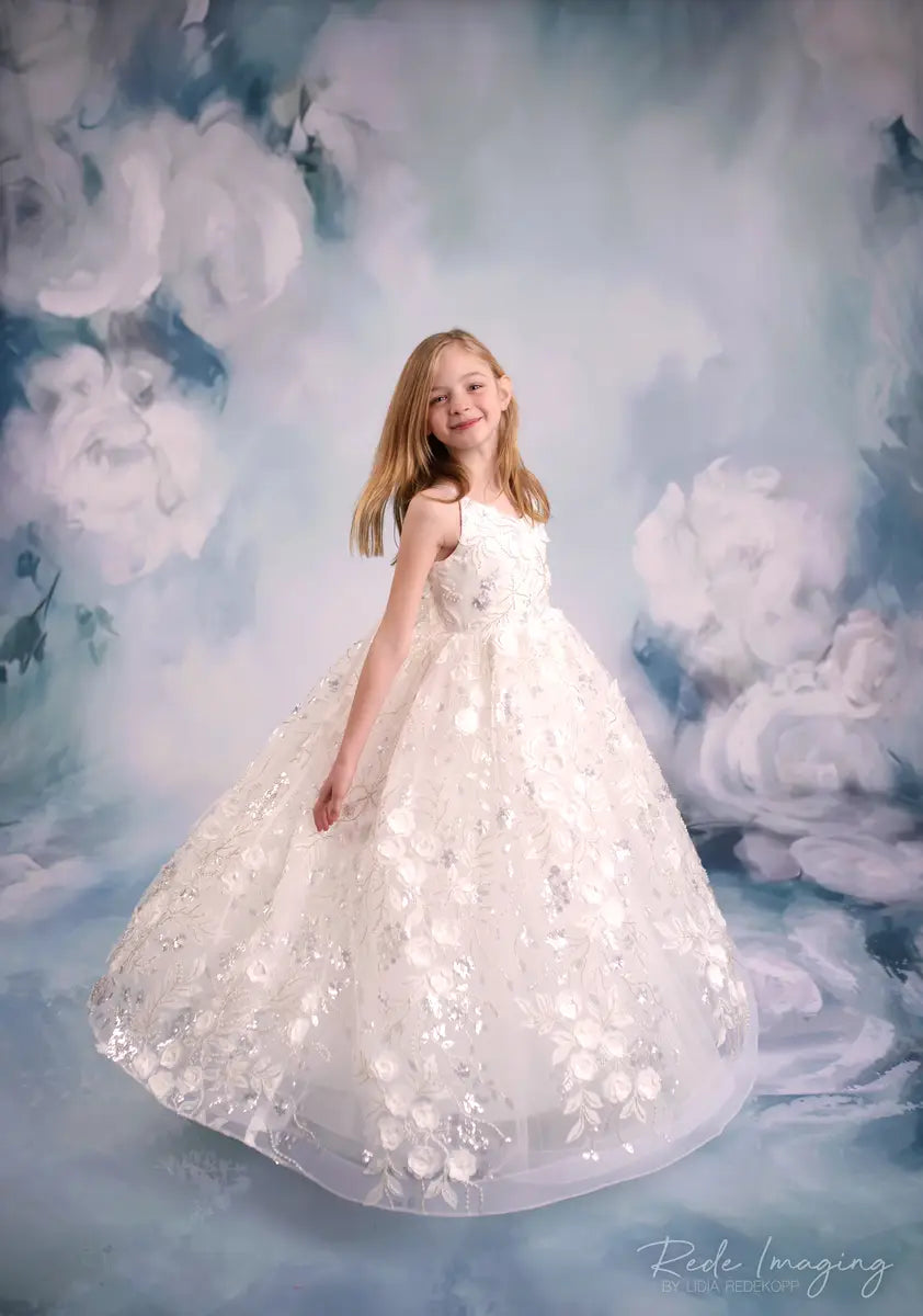 Kate Fine Art Weißer Traum Blumen Hintergrund entworfen von GQ - Kate Backdrop.de