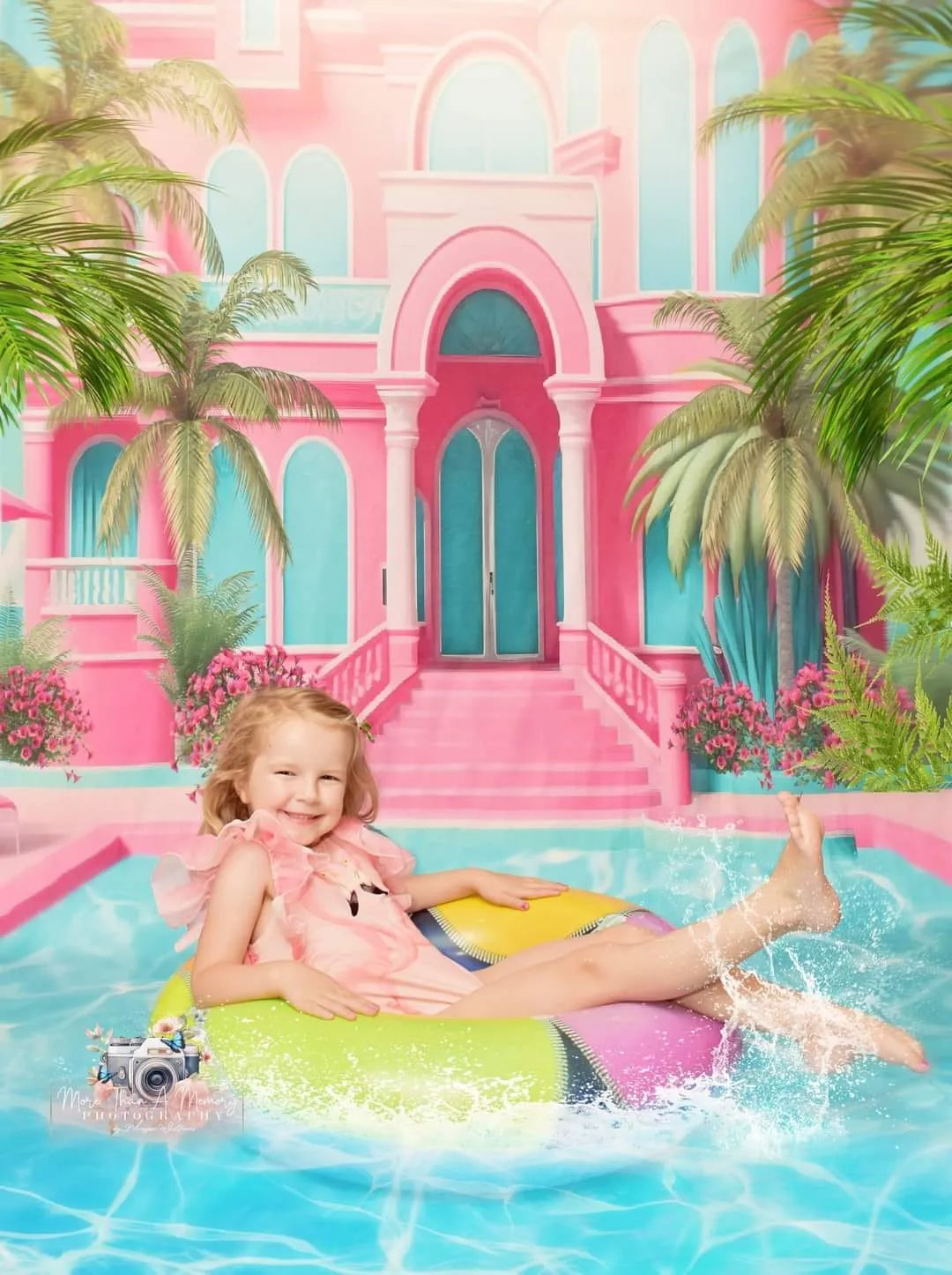 Kate Sommer Pool Party Dolly Traum Fleece Hintergrund Entworfen von Ashley Paul - Kate Backdrop.de