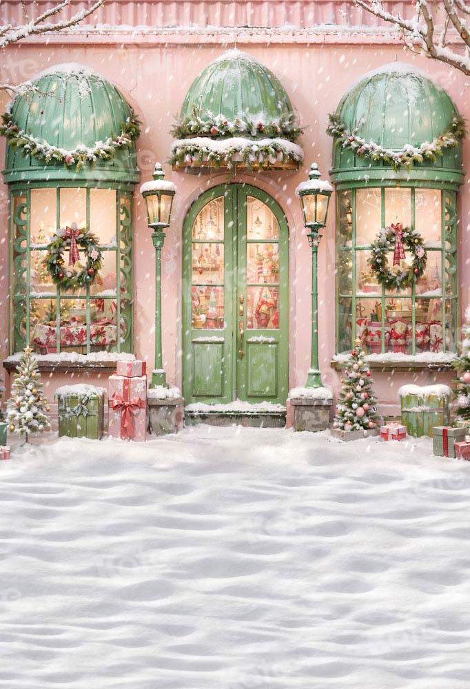 Kate Weihnachten Rosa Store Schnee Boden Hintergrund von Chain Photography