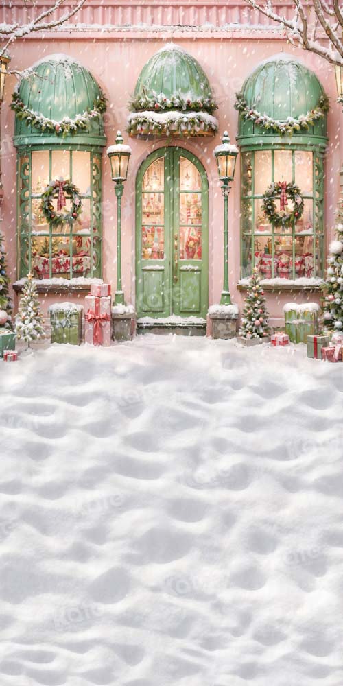 Kate Weihnachten Rosa Store Schnee Boden Hintergrund von Chain Photography
