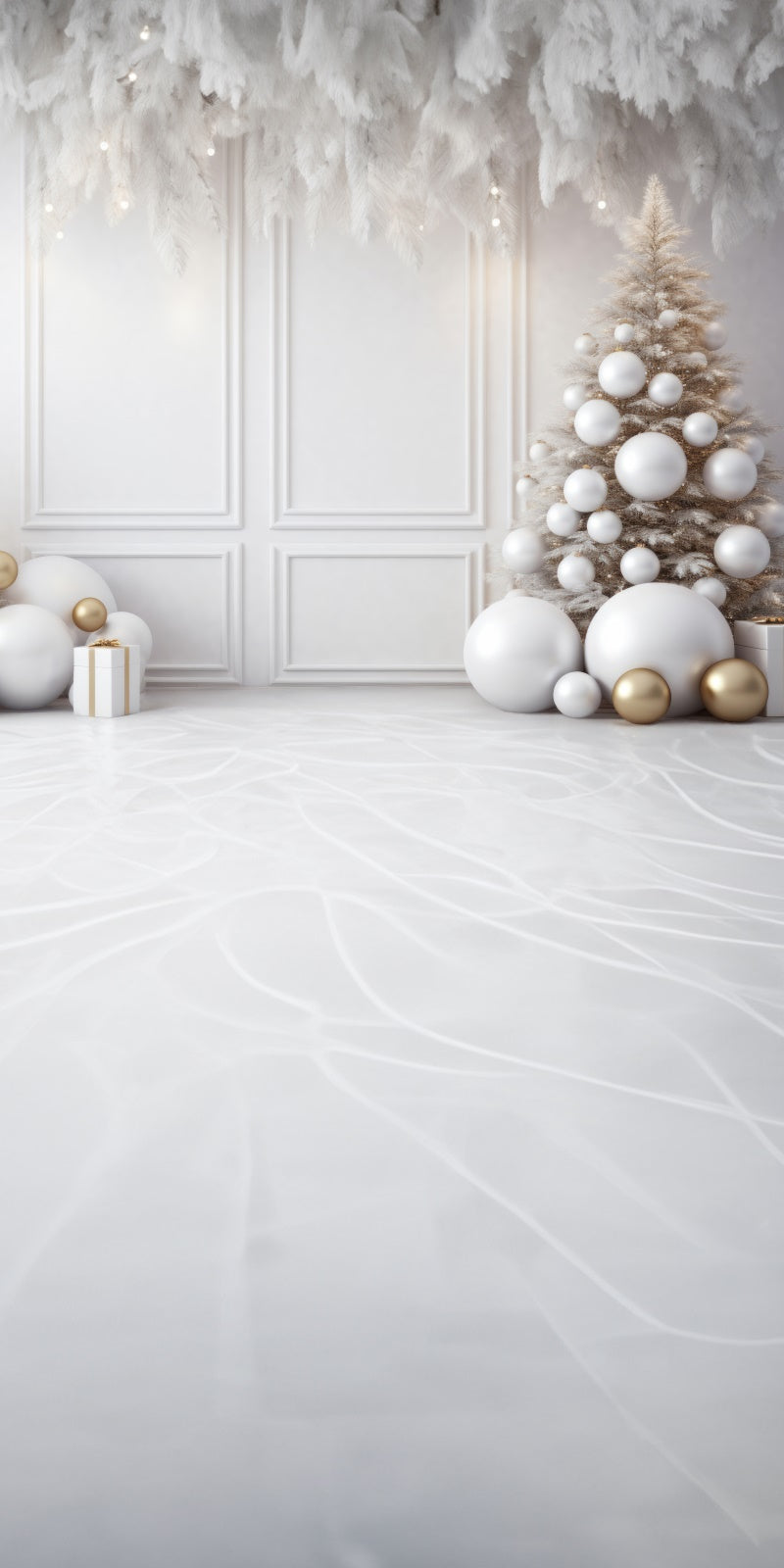 Kate Kombibackdrop Weihnachten Weiße Wand Feder Hintergrund von Lidia Redekopp - Kate Backdrop.de
