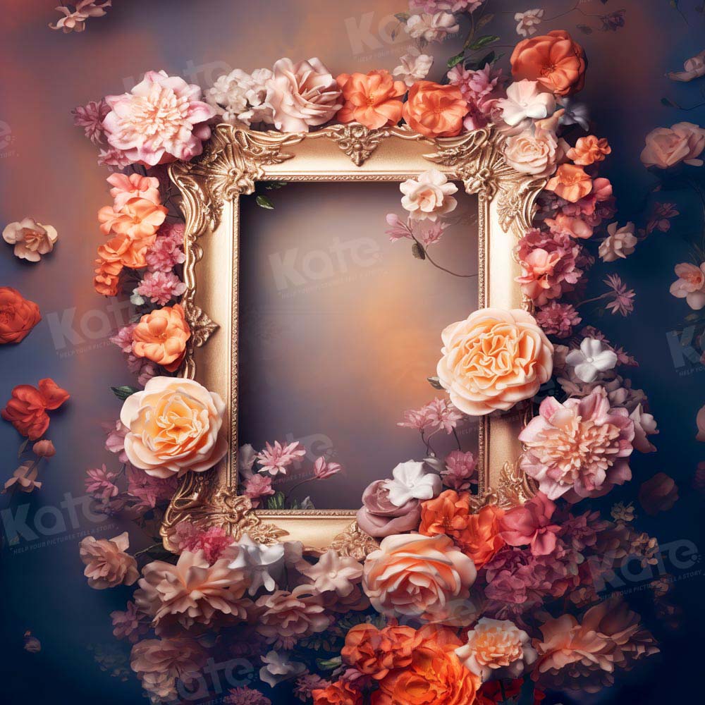 Kate Fine Art Red Floral Photo Frame Hintergrund von Emetselch