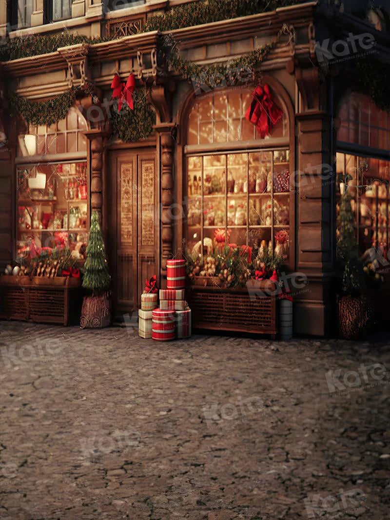 Kate Weihnachten Street Corner Store Hintergrund für die Fotografie