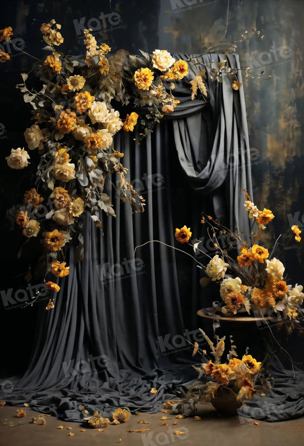 Kate Kunstvoller gelber Blumenvorhang als Hintergrund von Chain Photography