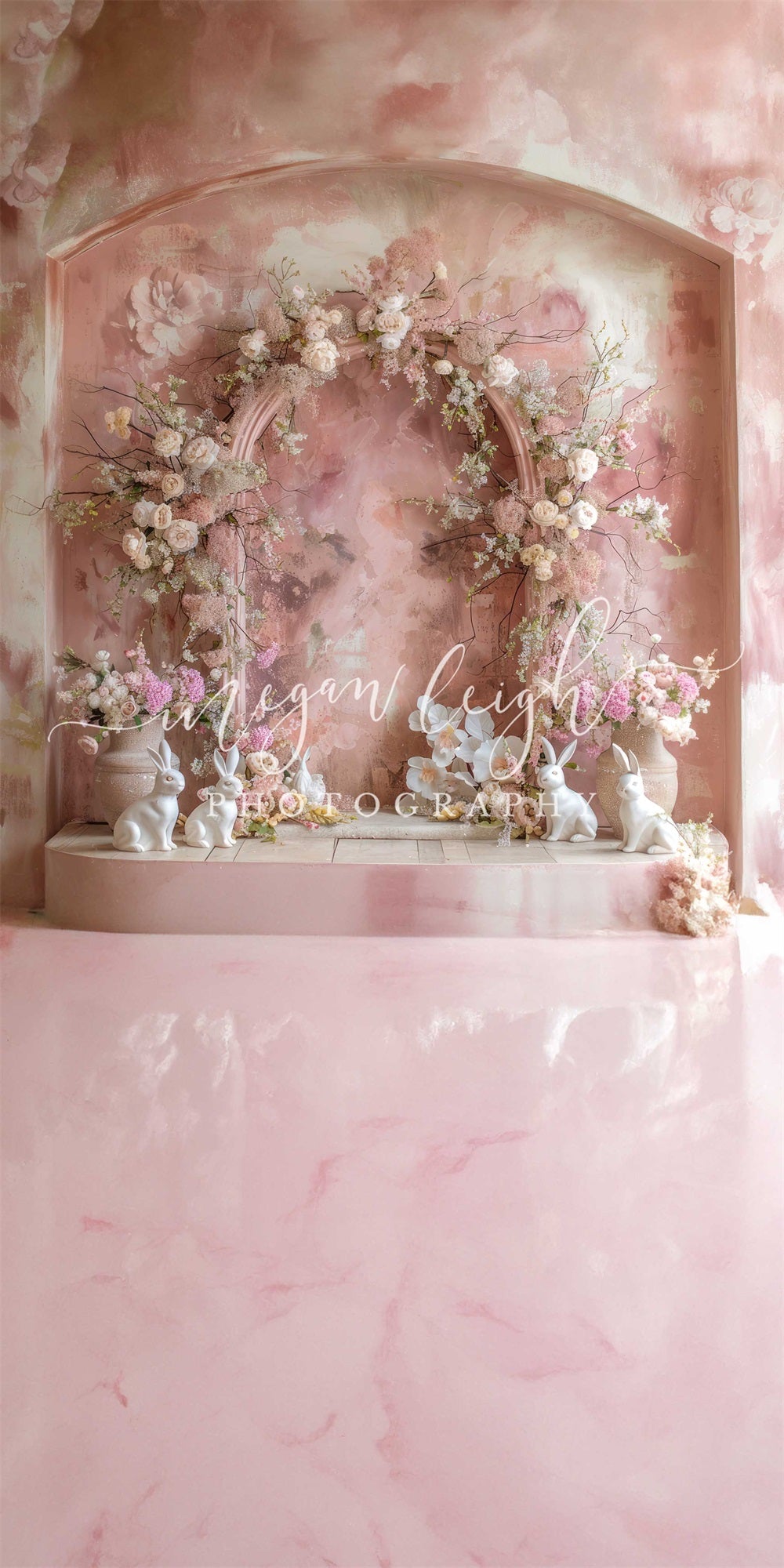 Kate Fegen Sie den Pink Bunny Arch Hintergründe Entworfen von Megan Leigh Photography