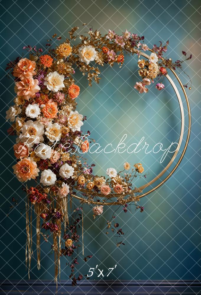 Kate Vintage Bunter Floraler Metallkreis Hintergrund Entworfen von Chain Photography - Kate Backdrop.de