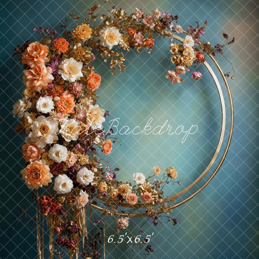 Kate Vintage Bunter Floraler Metallkreis Hintergrund Entworfen von Chain Photography - Kate Backdrop.de