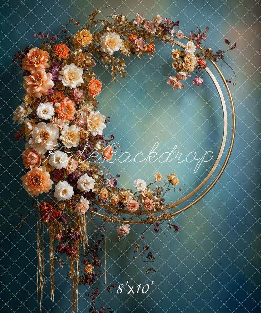 Super Sale-C Kate Vintage Bunter Floraler Metallkreis Hintergrund Entworfen von Chain Photography