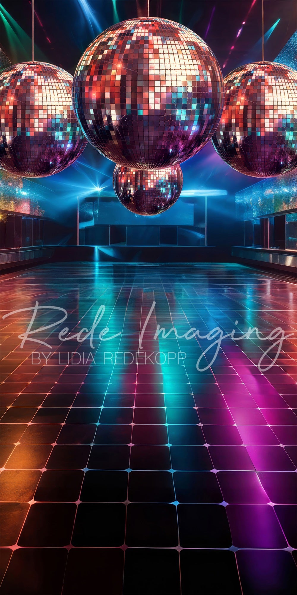 Kate Retro Coole Bunte Discokugel Sweep-Hintergrund für Fotografie von Lidia Redekopp - Kate Backdrop.de