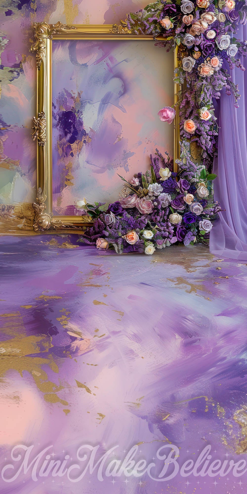 Kate Buntes Blumen Lila der Vintagen schönen Kunst Sweep-Hintergrund für Fotografie von Mini MakeBelieve - Kate Backdrop.de