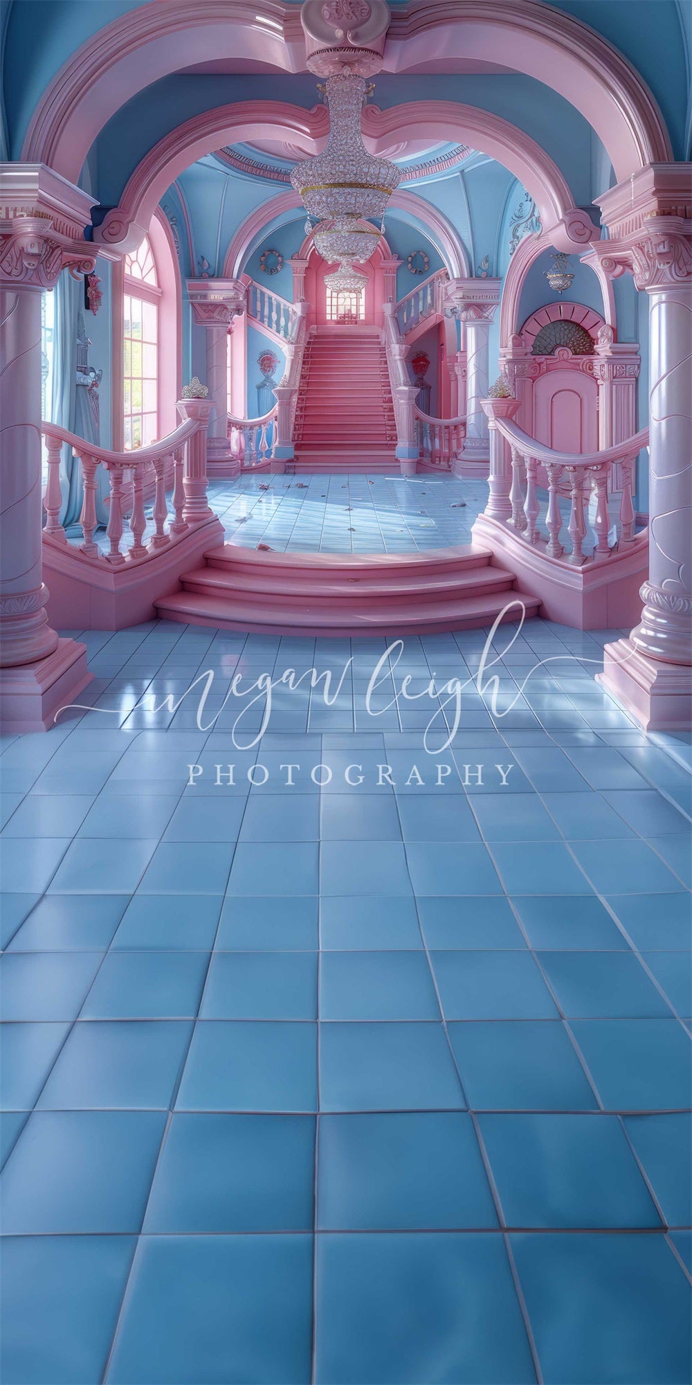 Kate Indoor Prinzessin Fantasie Puppe in Rosa und Blau Sweep-Hintergrund für Fotografie von Megan Leigh Photography - Kate Backdrop.de
