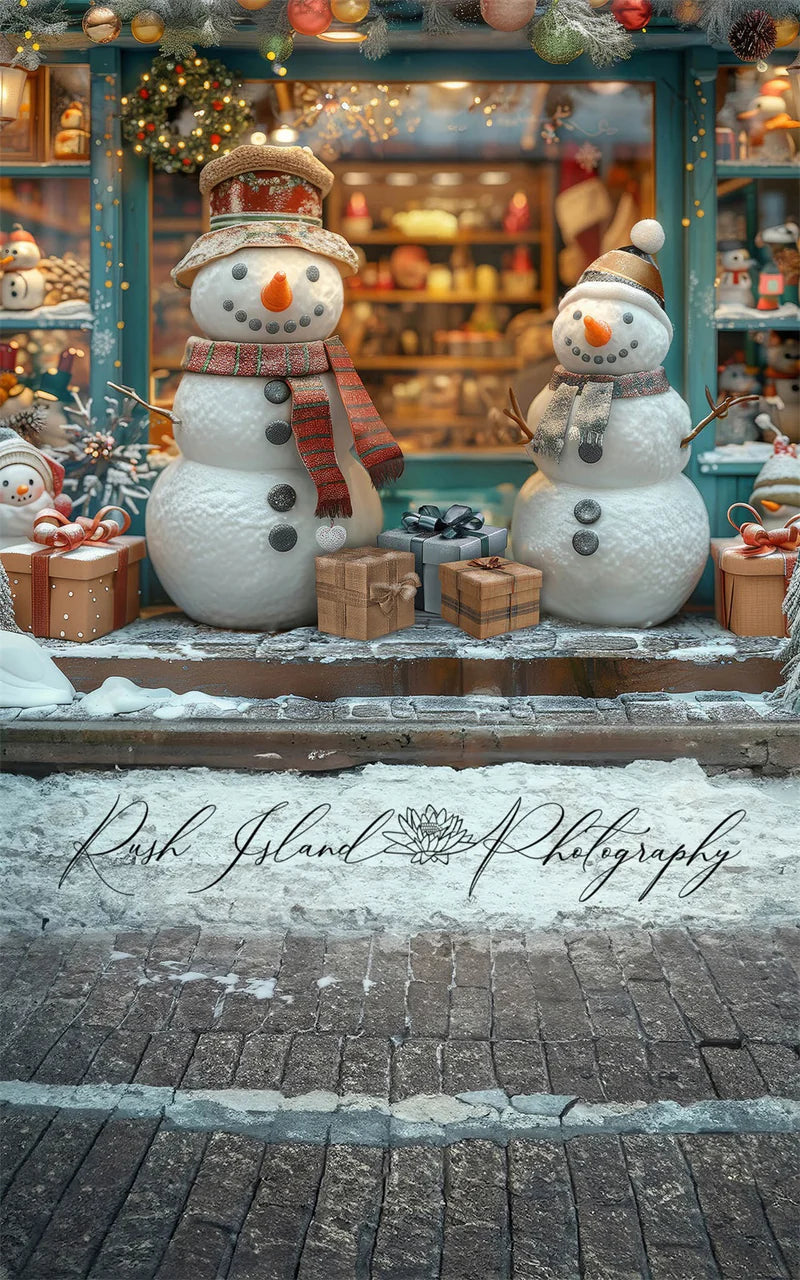 Kate Weihnachten Hintergründe Fröhlicher Schneemann Shop Ziegelstein Sweep-Hintergrund für Fotografie von Laura Bybee - Kate Backdrop.de