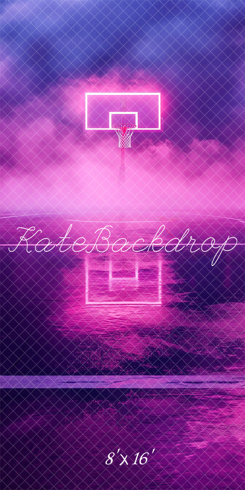 Kate Basketballplatz in Neonfarben Kombi-Hintergrund von Patty Robert - Kate Backdrop.de