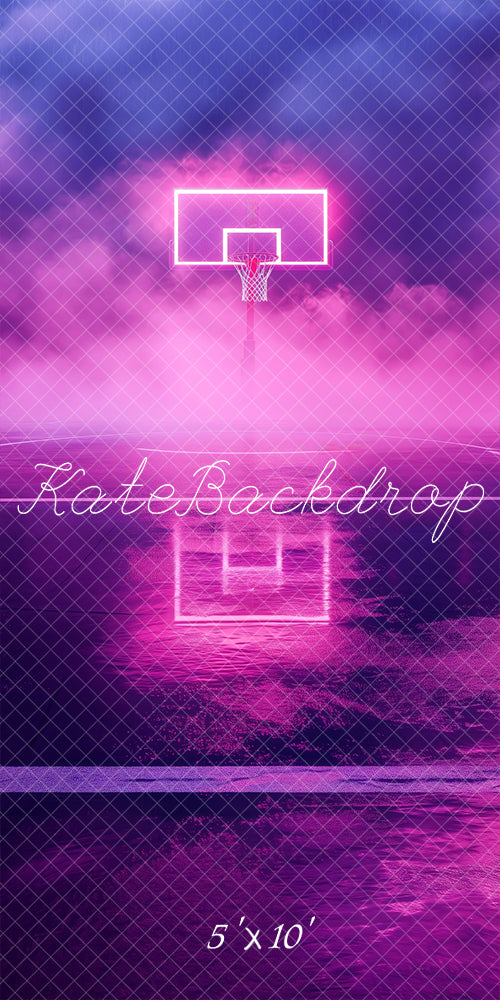 Kate Basketballplatz in Neonfarben Kombi-Hintergrund von Patty Robert - Kate Backdrop.de