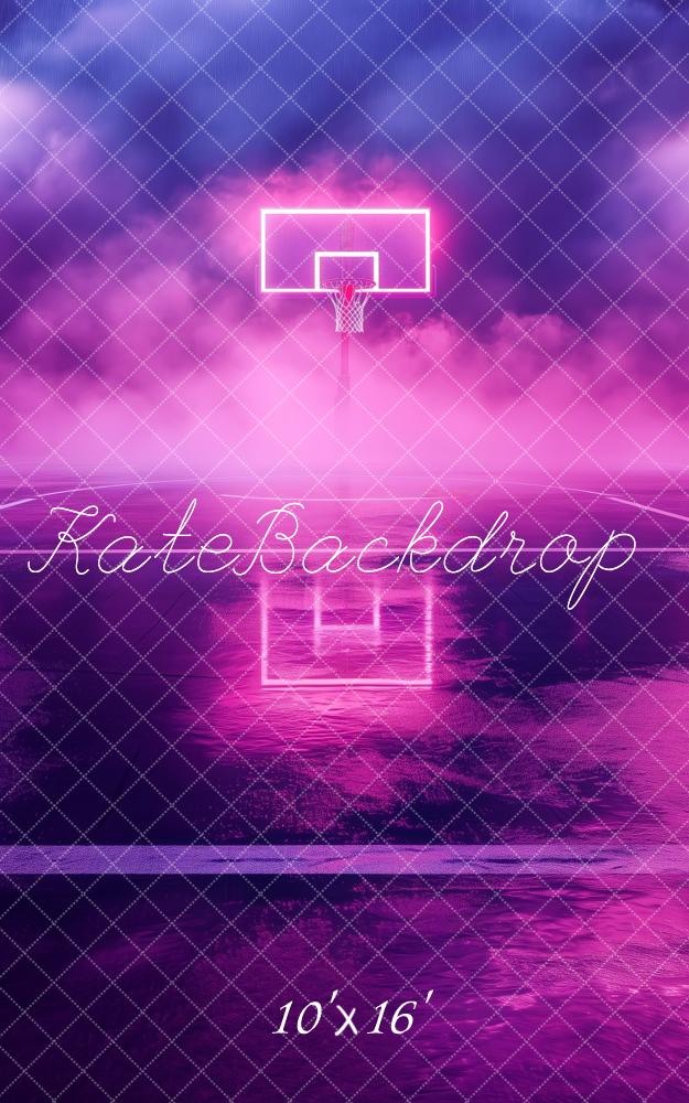 Kate Basketballplatz in Neonfarben Kombi-Hintergrund von Patty Robert - Kate Backdrop.de
