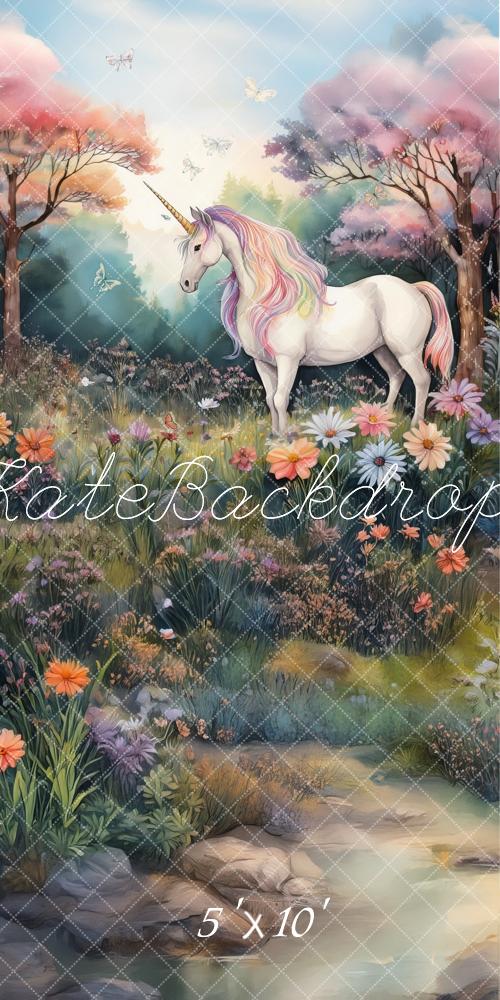 Kate Fantasie Pastell Einhorn Wald Kombi-Hintergrund von Mandy Ringe - Kate Backdrop.de