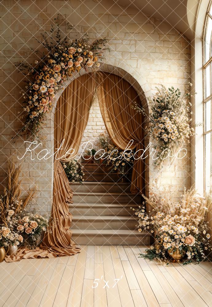 🔥50%OFF-Kate Neutraler Bogen Kaskadentreppe Blumen Hintergrund - Kate Backdrop.de
