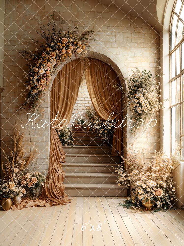🔥50%OFF-Kate Neutraler Bogen Kaskadentreppe Blumen Hintergrund - Kate Backdrop.de