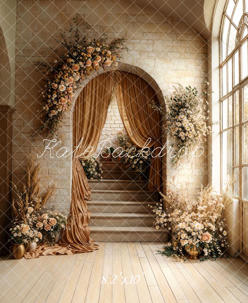 🔥50%OFF-Kate Neutraler Bogen Kaskadentreppe Blumen Hintergrund - Kate Backdrop.de
