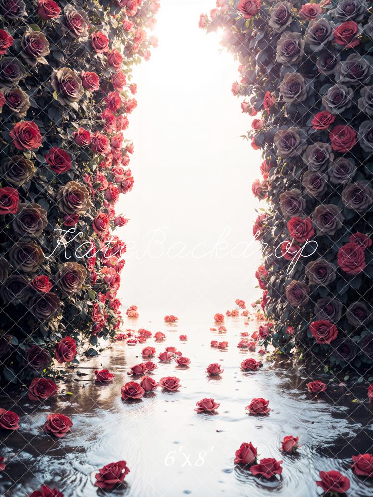 Kate Dunkle Rose Blumenwand Hintergrund Entworfen von Emetselch - Kate Backdrop.de