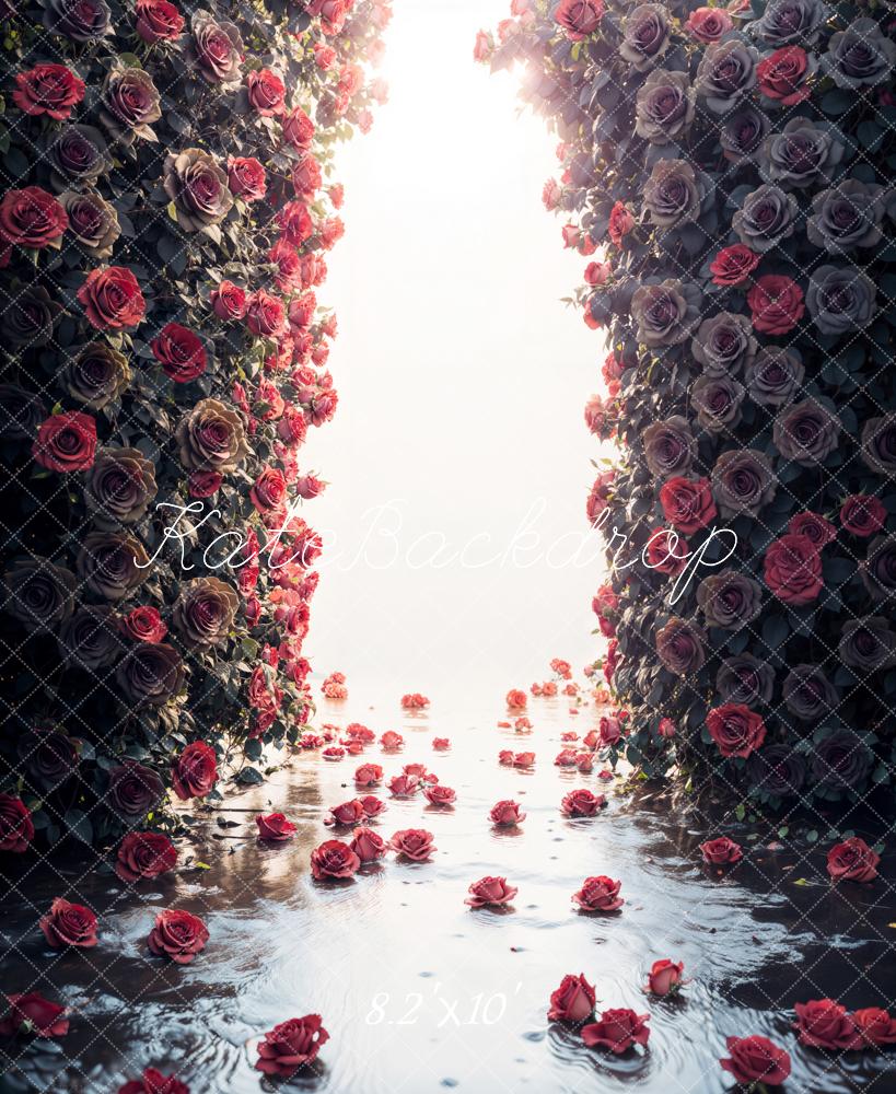 Kate Dunkle Rose Blumenwand Hintergrund Entworfen von Emetselch - Kate Backdrop.de