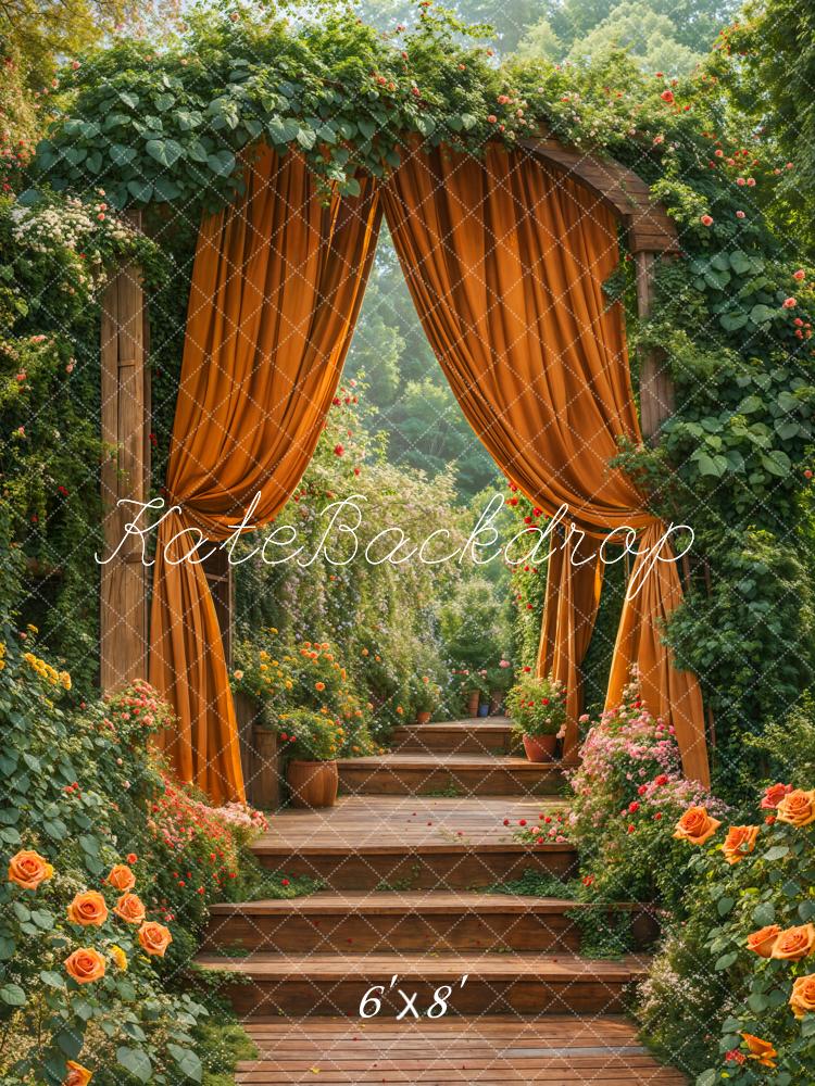 Kate Frühling Blumen Bogen Kaskadentreppe Garten Hintergrund Entworfen von Emetselch - Kate Backdrop.de