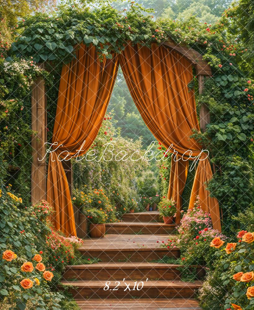 Kate Frühling Blumen Bogen Kaskadentreppe Garten Hintergrund Entworfen von Emetselch - Kate Backdrop.de